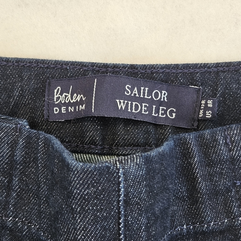 Boden Denim Sailor Wide Leg High Rise Dark Jeans, Women US 8R, New With Tags NWT - Picture 6 of 16